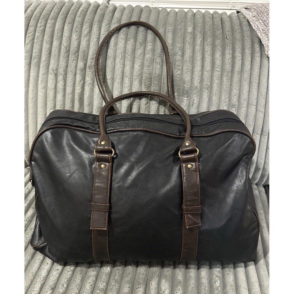 Urban Renewal UR Duffle Bag Usher Gift  Leather Like Travel Tote 20" Black Brown